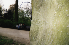 108652 Afbeelding van twee personen op een bankje in het Wilhelminapark te Utrecht.N.B. De foto is gemaakt door Ward ...
